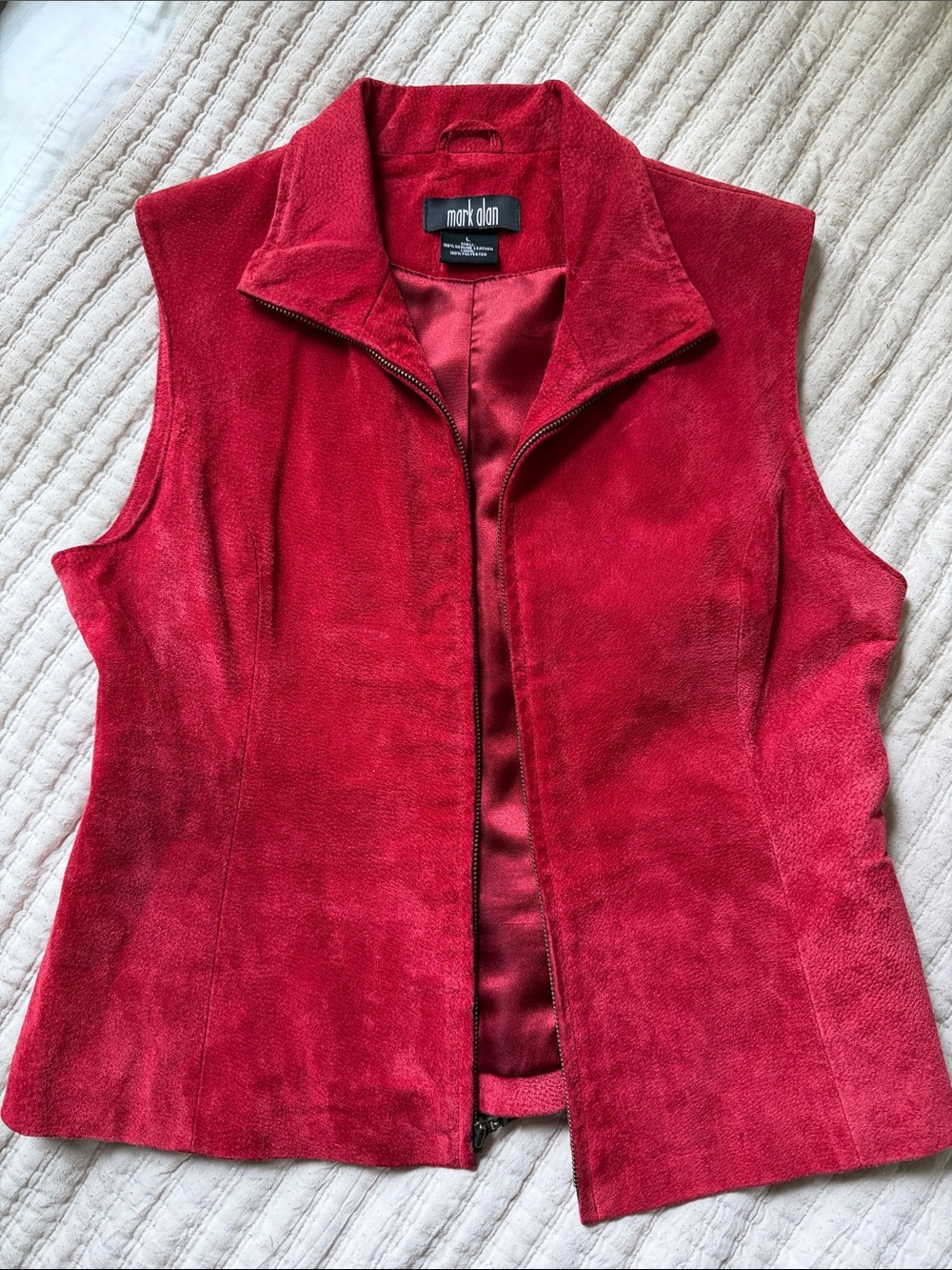Vintage 90s Mark Alan Red Leather Zip Vest